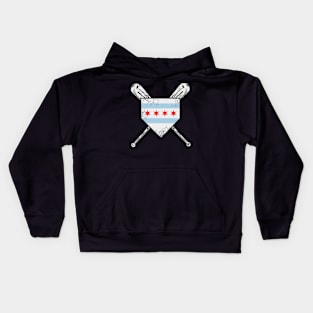 Chicago Flag Baseball Home Plate Sports Kids Hoodie